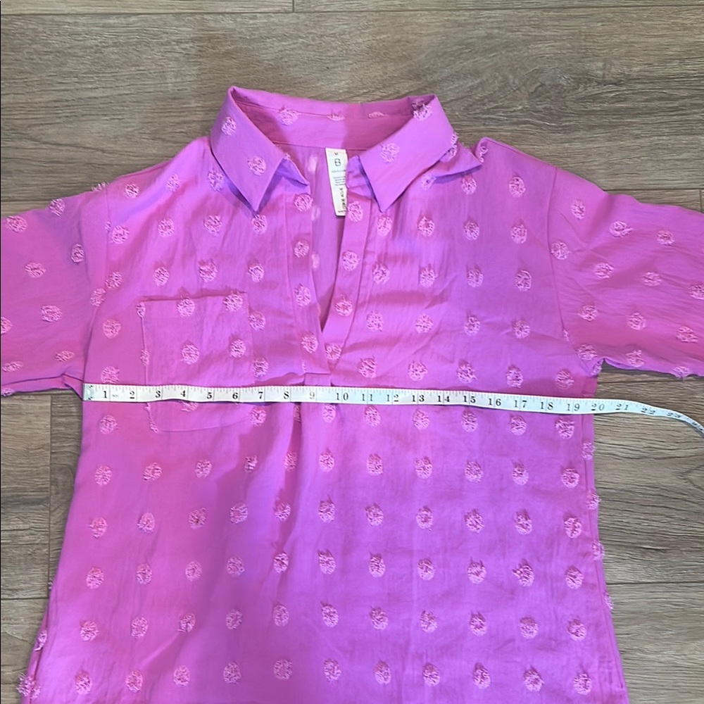 Women’s Pink 3/4 Sleeve Boxy Tunic Swim Coverup Size M - Picture 3 of 6